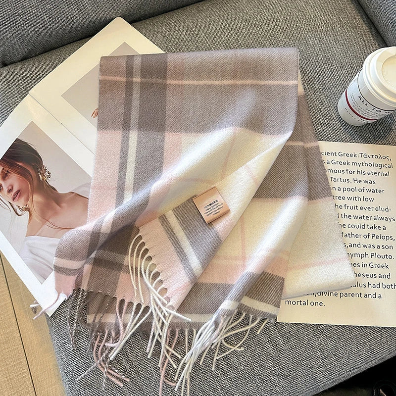 100% Wool Plaid Winter Scarf & Shawl – Long Warm Wrap & Hijab for Women (47 Colors)