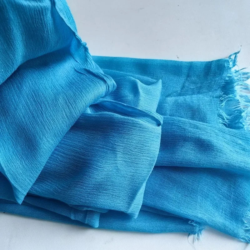 Soft Cotton-Viscose Tassel Hijab – 200x90cm Plain Headscarf (60 Colors)