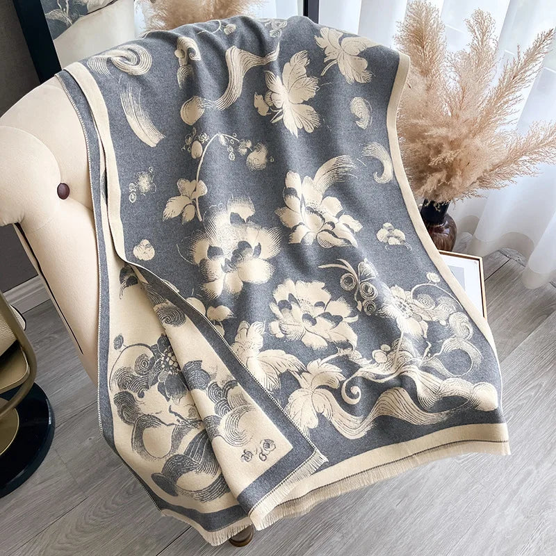 Floral Print Pashmina Scarf & Shawl – Large 180x65cm Hijab Wrap for Women (4 Colors)