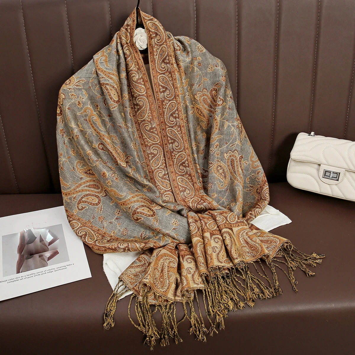 Women's Embroidered Pashmina Hijab Scarf – Soft Cashmere-Feel Shawl