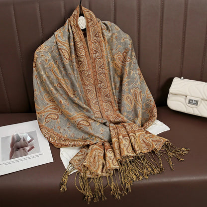 Women's Embroidered Pashmina Hijab Scarf – Soft Cashmere-Feel Shawl