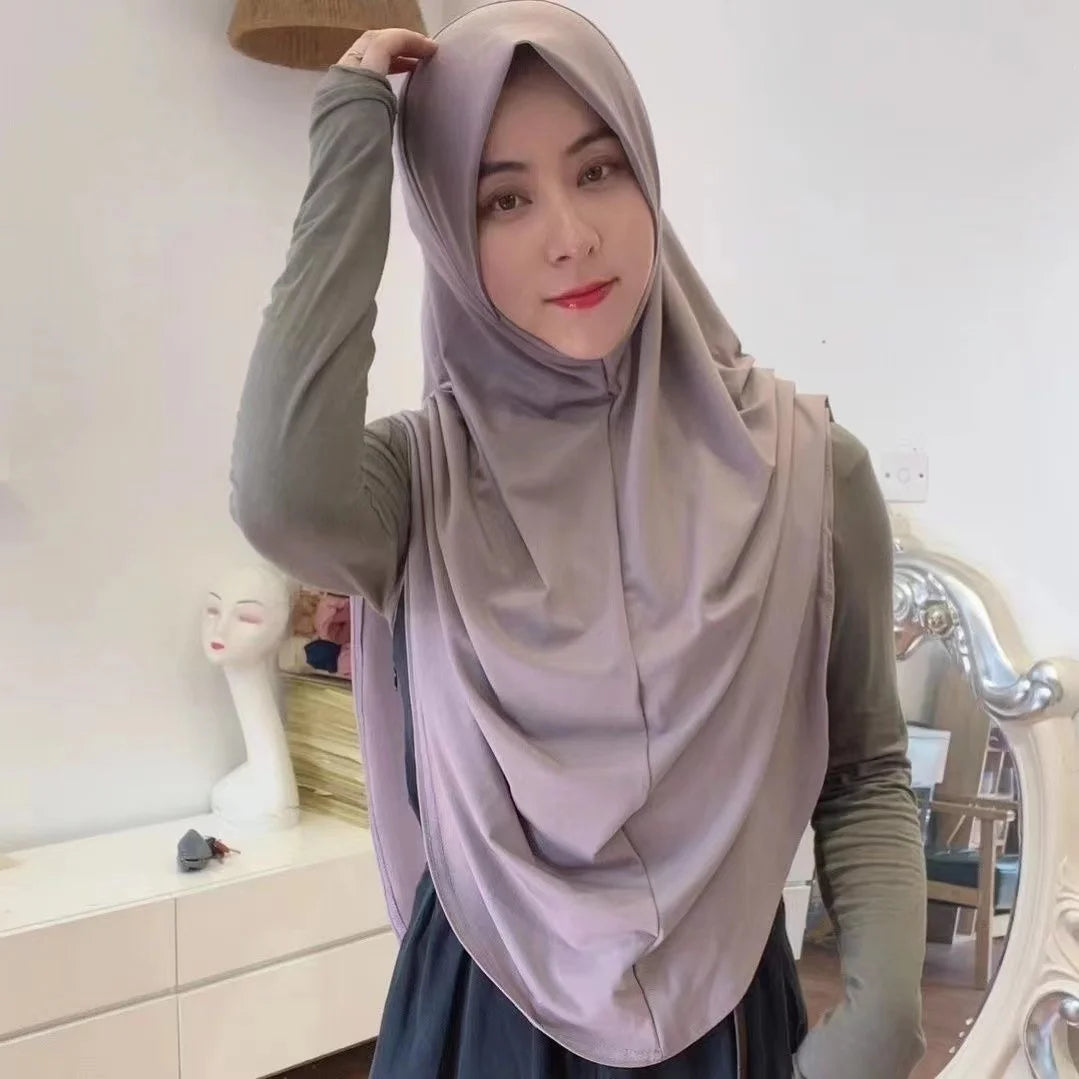 Women's Amira Pull-On Hijab with Chin Part – XL Jersey Inner Scarf