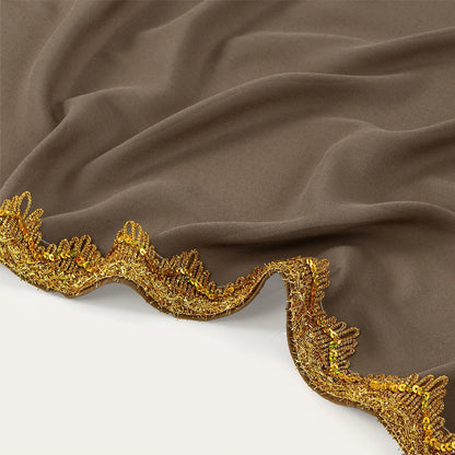 Chiffon Hijab Scarf with Lace & Sequin Detail
