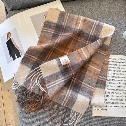 100% Wool Plaid Winter Scarf & Shawl – Long Warm Wrap & Hijab for Women (47 Colors)