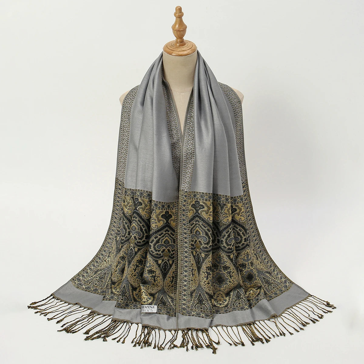 Women's Jacquard Tassel Hijab Scarf – Floral Pashmina Shawl
