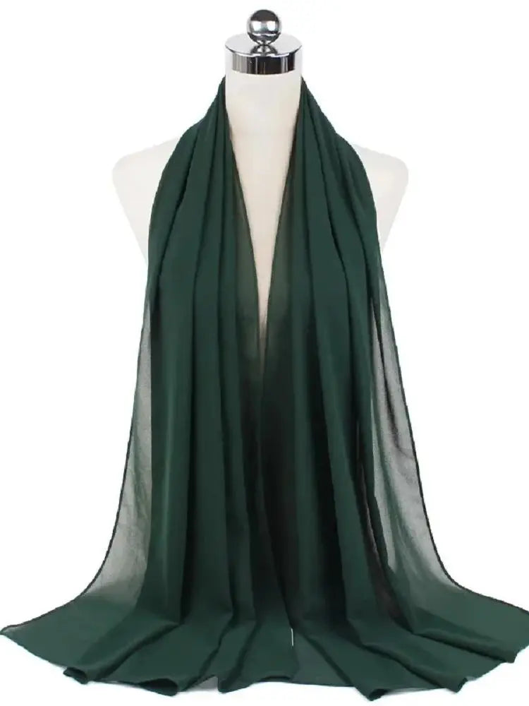 Solid Chiffon Hijab Scarf & Shawl for Women | Ready-to-Wear Muslim Headscarf | 65 Colors