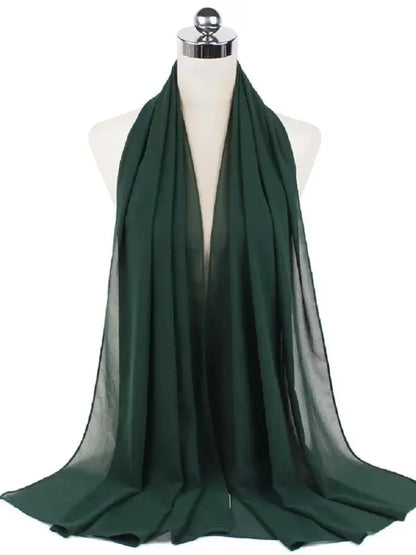 Solid Chiffon Hijab Scarf & Shawl for Women | Ready-to-Wear Muslim Headscarf | 65 Colors