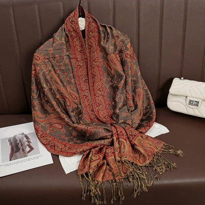 Women's Embroidered Pashmina Hijab Scarf – Soft Cashmere-Feel Shawl