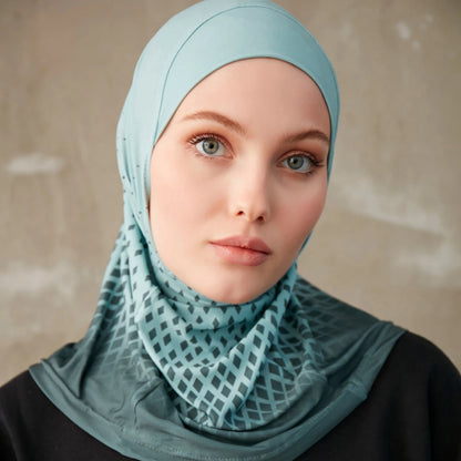 Geometric Print Inner Hijab – Stretch Instant Turban