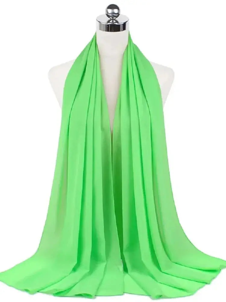 Solid Chiffon Hijab Scarf & Shawl for Women | Ready-to-Wear Muslim Headscarf | 65 Colors
