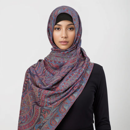 Women's Embroidered Pashmina Hijab Scarf – Soft Cashmere-Feel Shawl