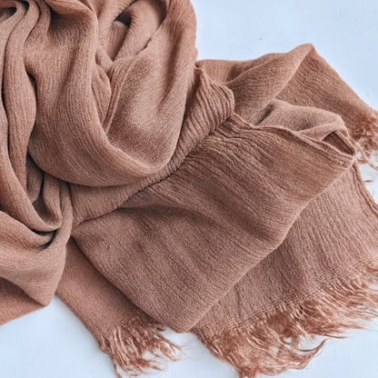 Soft Cotton-Viscose Tassel Hijab – 200x90cm Plain Headscarf (60 Colors)