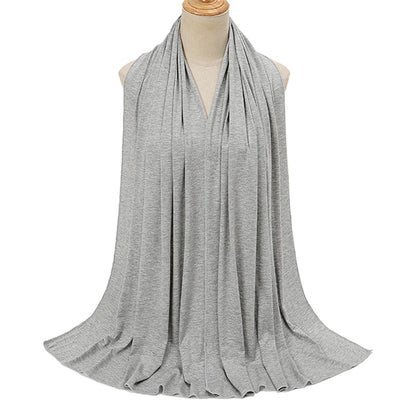 Jersey Hijab Scarf - 170x60cm Solid Color Stretch Polyester Shawl
