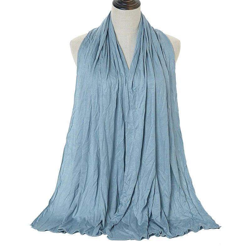 Jersey Hijab Scarf - 170x60cm Solid Color Stretch Polyester Shawl