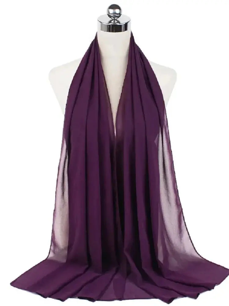 Solid Chiffon Hijab Scarf & Shawl for Women | Ready-to-Wear Muslim Headscarf | 65 Colors