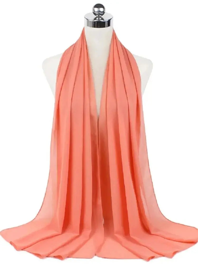 Solid Chiffon Hijab Scarf & Shawl for Women | Ready-to-Wear Muslim Headscarf | 65 Colors