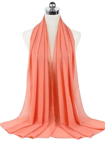 Solid Chiffon Hijab Scarf & Shawl for Women | Ready-to-Wear Muslim Headscarf | 65 Colors