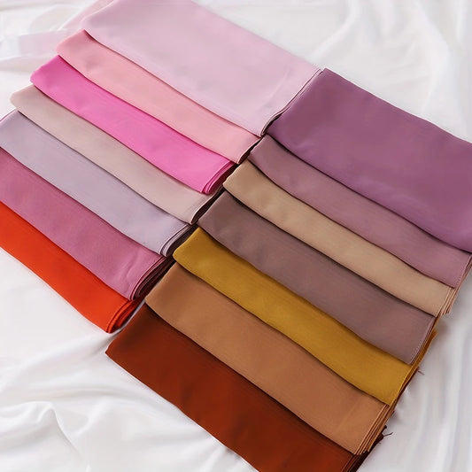 Solid Color Chiffon Square Hijab - 110x110cm Women's Head Wrap