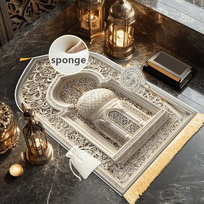 Soft & Warm Muslim Prayer Mat – Non-Slip Flannel Rug for Home Worship | 70×110cm
