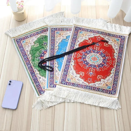 Portable Prayer Rug Set with Prayer Beads - 30x40cm