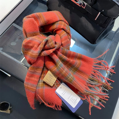100% Wool Plaid Winter Scarf & Shawl – Long Warm Wrap & Hijab for Women (47 Colors)