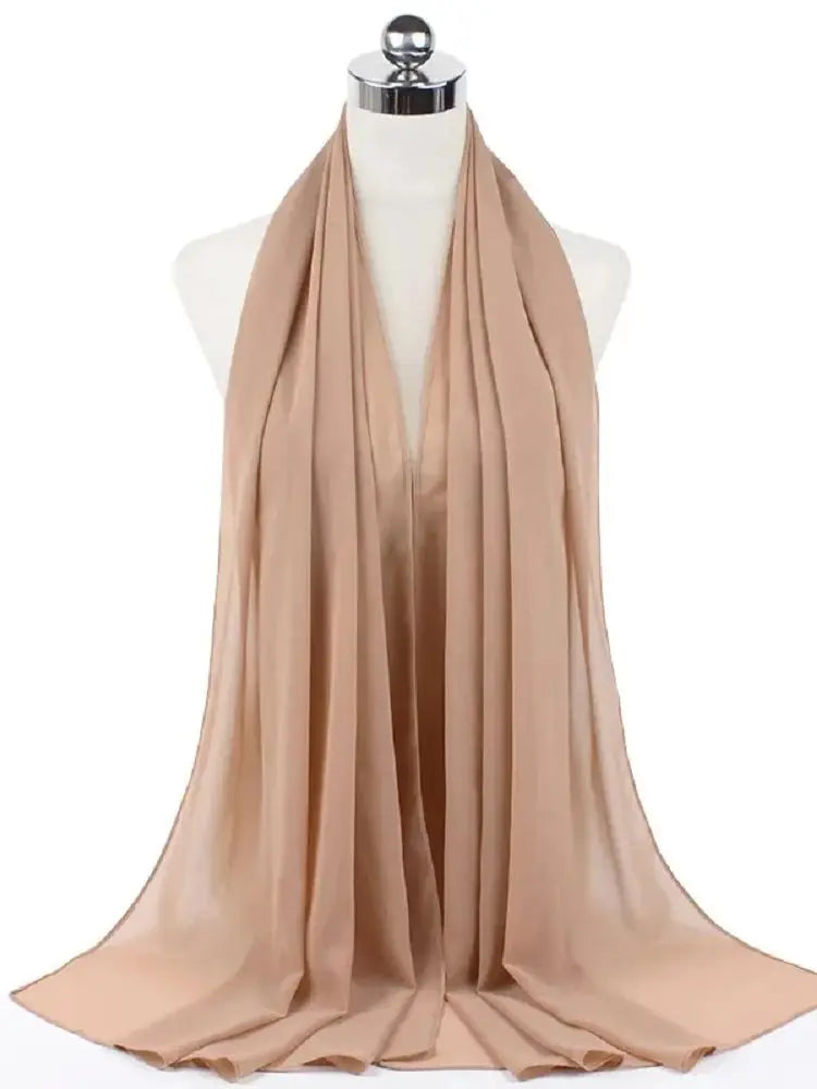 Solid Chiffon Hijab Scarf & Shawl for Women | Ready-to-Wear Muslim Headscarf | 65 Colors