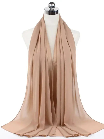 Solid Chiffon Hijab Scarf & Shawl for Women | Ready-to-Wear Muslim Headscarf | 65 Colors