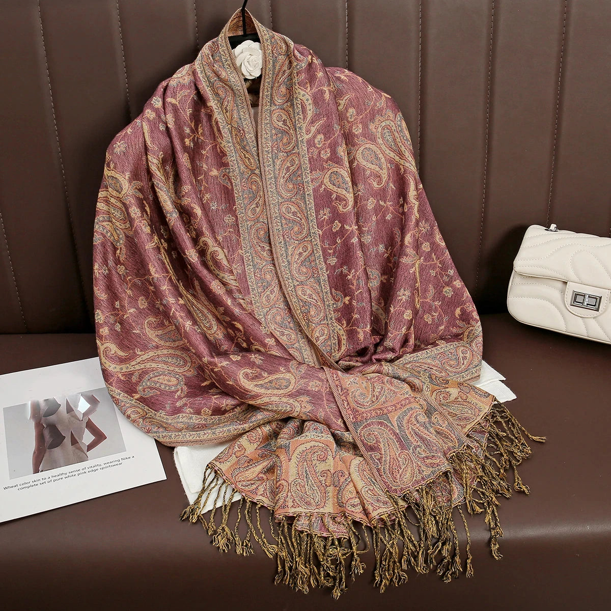 Women's Embroidered Pashmina Hijab Scarf – Soft Cashmere-Feel Shawl