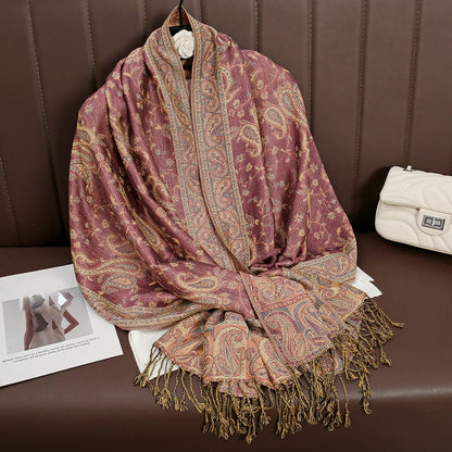 Women's Embroidered Pashmina Hijab Scarf – Soft Cashmere-Feel Shawl