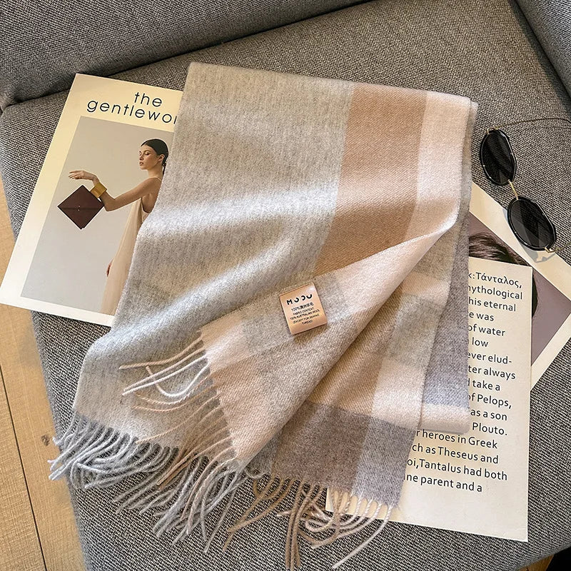 100% Wool Plaid Winter Scarf & Shawl – Long Warm Wrap & Hijab for Women (47 Colors)