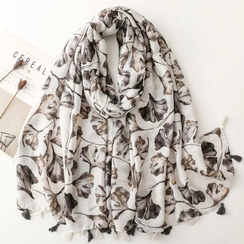 Printed Tassel Hijab Scarf & Shawl for Women | 88×180cm Bohemian Wrap | 60 Designs