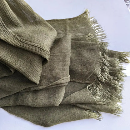Soft Cotton-Viscose Tassel Hijab – 200x90cm Plain Headscarf (60 Colors)