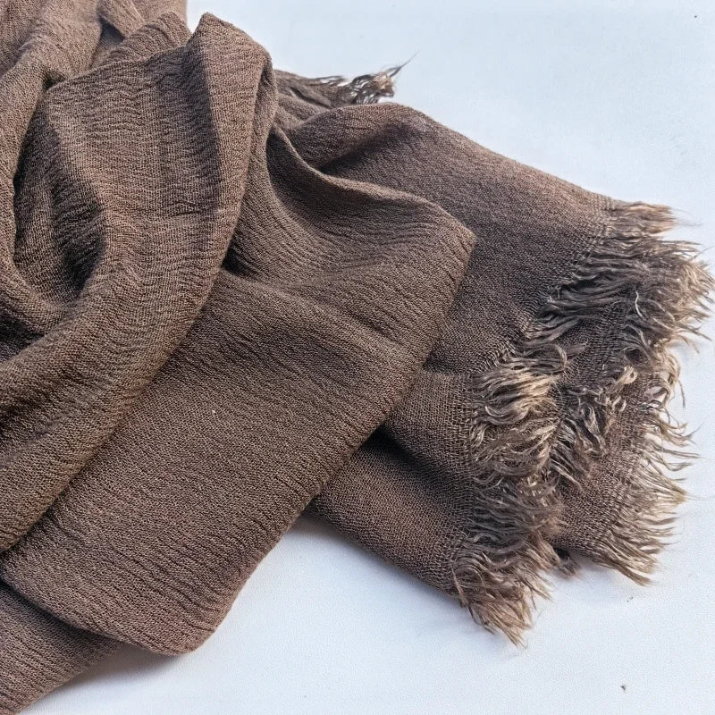 Soft Cotton-Viscose Tassel Hijab – 200x90cm Plain Headscarf (60 Colors)