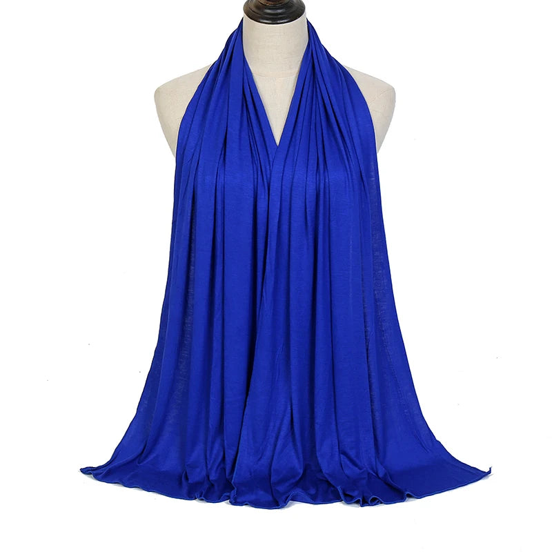 Jersey Hijab Scarf - 170x60cm Solid Color Stretch Polyester Shawl