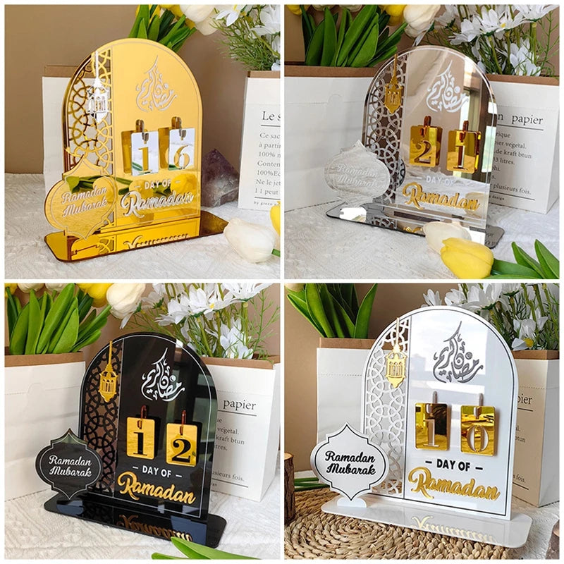 Ramadan Countdown Calendar – Acrylic Eid Mubarak Ornament with Interchangeable Numbers | 11 Designs