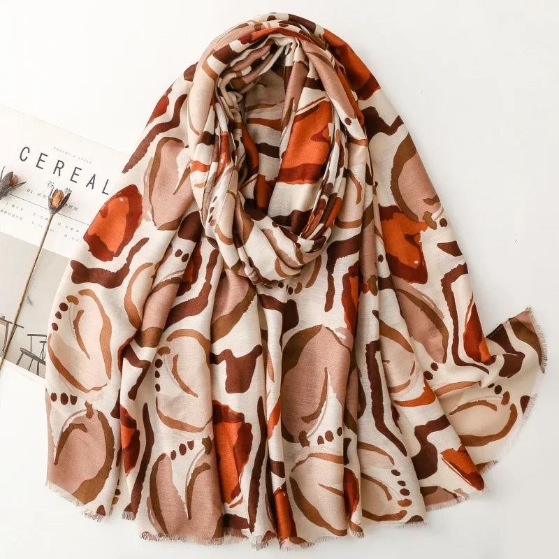 Printed Tassel Hijab Scarf & Shawl for Women | 88×180cm Bohemian Wrap | 60 Designs