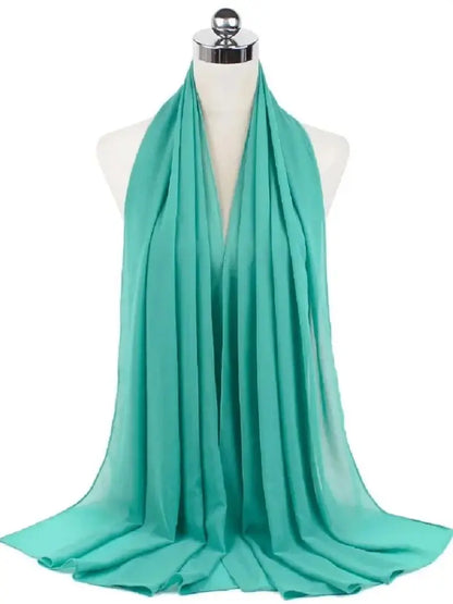 Solid Chiffon Hijab Scarf & Shawl for Women | Ready-to-Wear Muslim Headscarf | 65 Colors