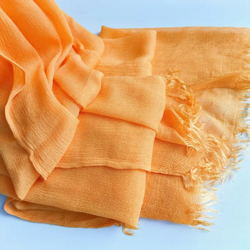 Soft Cotton-Viscose Tassel Hijab – 200x90cm Plain Headscarf (60 Colors)