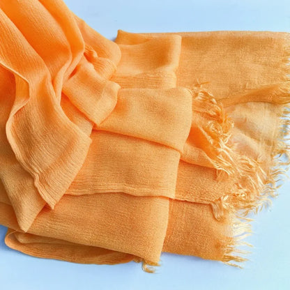 Soft Cotton-Viscose Tassel Hijab – 200x90cm Plain Headscarf (60 Colors)