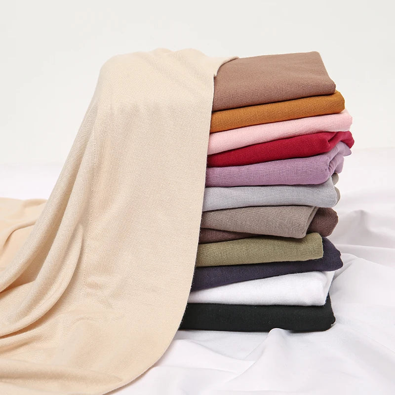 Jersey Triangle Hijab Scarf – Soft Solid Color Shawl & Head Wrap (Single & 2-Piece Sets)