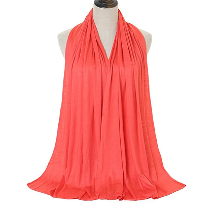 Jersey Hijab Scarf - 170x60cm Solid Color Stretch Polyester Shawl