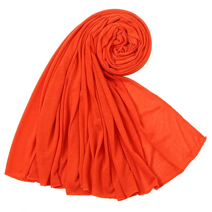 Women's Plain Cotton Jersey Hijab Scarf – Long Soft Shawl, 39 Colors