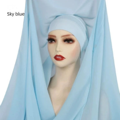 Instant Hijab with Magnetic Buckle – Solid-Color Scarf