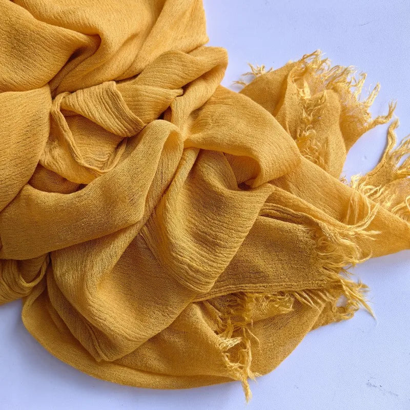Soft Cotton-Viscose Tassel Hijab – 200x90cm Plain Headscarf (60 Colors)
