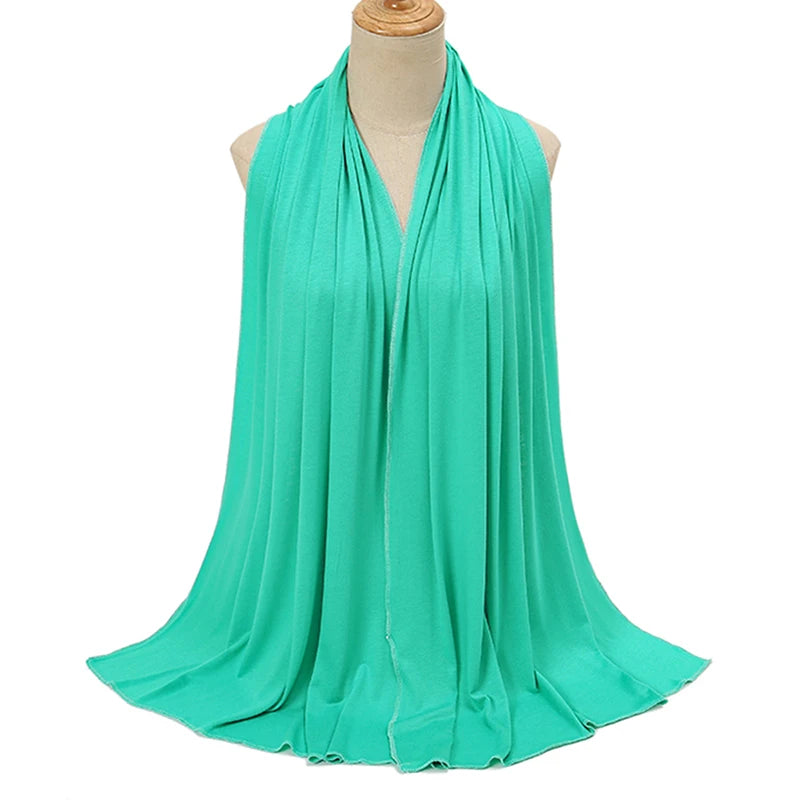 Jersey Hijab Scarf - 170x60cm Solid Color Stretch Polyester Shawl