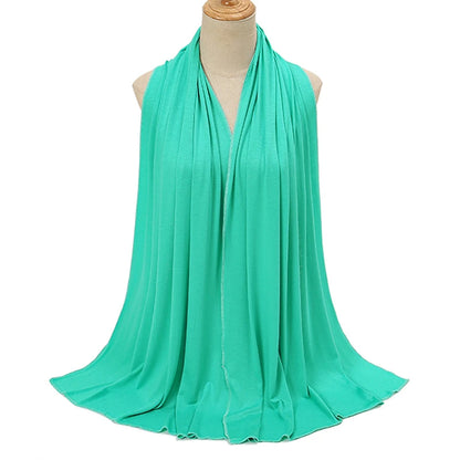 Jersey Hijab Scarf - 170x60cm Solid Color Stretch Polyester Shawl