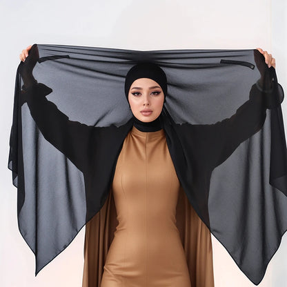 Magnetic Chiffon Hijab with Built-In Magnets & Undercap – Solid Color Easy Wear (18 Colors)