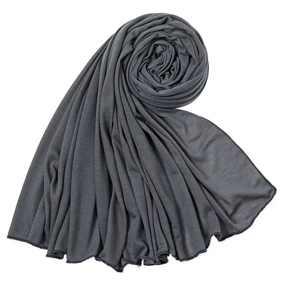 Women's Plain Cotton Jersey Hijab Scarf – Long Soft Shawl, 39 Colors