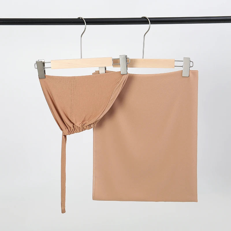 2-Piece Chiffon Hijab & Matching Undercap Set – Plain Shawl with Inner Cap for Women | 42 Colors