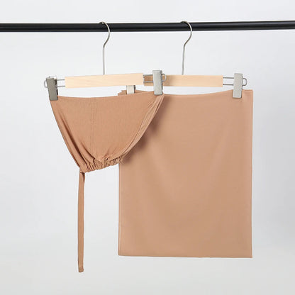 2-Piece Chiffon Hijab & Matching Undercap Set – Plain Shawl with Inner Cap for Women | 42 Colors